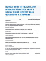 HUMAN BODY IN HEALTH AND DISEASES PRACTICE TEST & STUDY GUIDE NEWEST 2024 QUESTIONS & ANSWERS