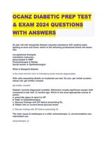 OCANZ DIABETIC PREP TEST & EXAM 2024 QUESTIONS WITH ANSWERS