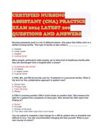 CERTIFIED NURSING ASSISTANT (CNA) PRACTICE EXAM 2024 LATEST 200 QUESTIONS AND ANSWERS