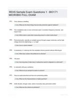 REHS Sample Exam Questions 1 - BIO171 MICROBIO FULL EXAM