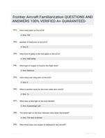 Frontier Aircraft Familiarization QUESTIONS AND ANSWERS 100% VERIFIED A+ GUARANTEED