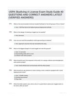 USPA Skydiving A License Exam Study Guide 40 QUESTIONS AND CORRECT ANSWERS LATEST (VERIFIED ANSWERS)