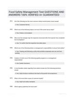 Food Safety Management Test QUESTIONS AND ANSWERS 100% VERIFIED A+ GUARANTEED