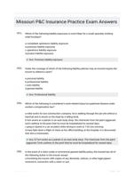 Missouri P&C Insurance Practice Exam Answers