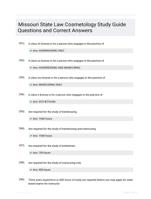 Missouri State Law Cosmetology Study Guide Questions and Correct Answers