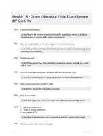 Health 10 - Driver Education Final Exam Review - Qs & As