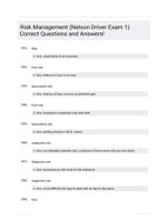 Risk Management (Nelson Driver Exam 1) Correct Questions and Answers!