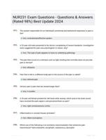 NUR231 Exam Questions - Questions & Answers (Rated 98%) Best Update 2024