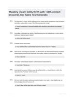 Mastery (Exam 2024/2025 with 100% correct answers), Car Sales Test Colorado