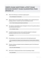 CBSPD EXAM QUESTIONS LATEST  EXAM SESSION NEWEST EXAM GUARANTEED PASS GRADED A+