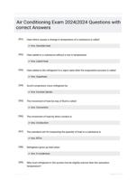 Air Conditioning Exam 2024|2024 Questions with correct Answers