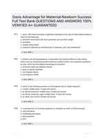 Davis Advantage for Maternal-Newborn Success Full Test Bank QUESTIONS AND ANSWERS 100% VERIFIED A+ GUARANTEED