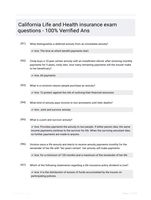 California Life and Health insurance exam questions - 100% Verrified Ans