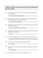 California P&C insurance practice test questions and ans (PDF)