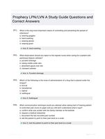 Prophecy LPN/LVN A Study Guide Questions and Correct Answers