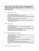 AQA A Level Chemistry - Paper 3 Experiments QUESTIONS AND ANSWERS 100% VERIFIED A+ GUARANTEED