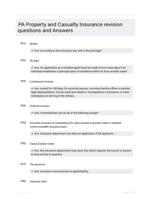 PA Property and Casualty Insurance revision questions and Answers