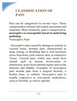 classification of pain and management