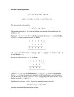 SOLVING LINEAR EQUATIONS  y(4) − y′′′ + 7y′′ + 6y′ − 8y = 0