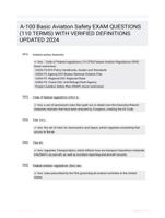 A-100 Basic Aviation Safety EXAM QUESTIONS (110 TERMS) WITH VERIFIED DEFINITIONS UPDATED 2024