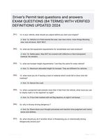 Driver's Permit test questions and answers EXAM QUESTIONS (84 TERMS) WITH VERIFIED DEFINITIONS UPDATED 2024