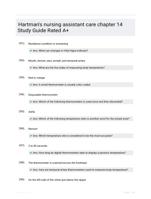 Hartman's nursing assistant care chapter 14 Study Guide Rated A+