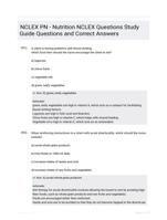 NCLEX PN - Nutrition NCLEX Questions Study Guide Questions and Correct Answers