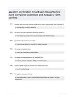 Western Civilization Final Exam Straighterline Bank Complete Questions and Answers 100% Verified