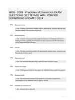 WGU - D089 - Principles of Economics EXAM QUESTIONS (521 TERMS) WITH VERIFIED DEFINITIONS UPDATED 2024