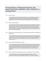 IB Psychology // Biological Approach Test QUESTIONS AND ANSWERS 100% VERIFIED A+ GUARANTEED