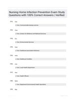 Nursing Home Infection Prevention Exam Study Questions with 100% Correct Answers | Verified