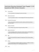 Hartmans Nursing Assistant Care Chapter 2 |101 Questions| With Correct Answers.