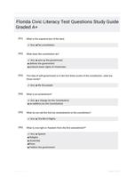 Florida Civic Literacy Test Questions Study Guide Graded A+