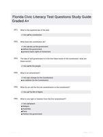 Florida Civic Literacy Test Questions Study Guide Graded A+