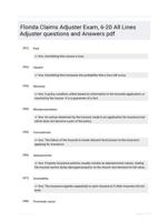 Florida Claims Adjuster Exam, 6-20 All Lines Adjuster questions and Answers pdf