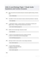 AQA A Level Biology Paper 1 Study Guide Questions and Correct Answers