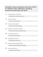 Semester 2 (exam questions & answers 2024 ( A+ GRADED 100% VERIFIED))- Speaking Questions (meanings) with audio