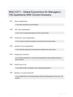 WGU C211 - Global Economics for Managers |136 Questions| With Correct Answers.