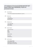 ATI Pediatrics Proctored (EXAM MASTER SET QUESTIONS AND ANSWERS), PEDS ATI proctored review