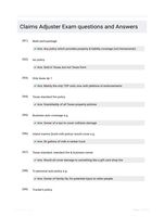 Claims Adjuster Exam questions and Answers