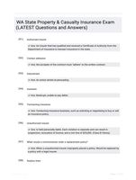 WA State Property & Casualty Insurance Exam (LATEST Questions and Answers)