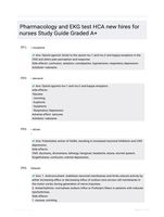 Pharmacology and EKG test HCA new hires for nurses Study Guide Graded A+