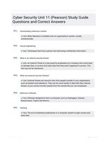 Cyber Security Unit 11 (Pearson) Study Guide Questions and Correct Answers