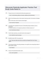 Wisconsin Pesticide Applicator Practice Test Study Guide Rated A+