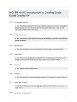 NCCER HVAC Introduction to Cooling Study Guide Graded A+