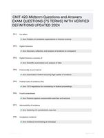 CNIT 420 Midterm Questions and Answers EXAM QUESTIONS (75 TERMS) WITH VERIFIED DEFINITIONS UPDATED 2024