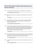 PHTLS 10th Edition Study Guide Questions and Correct Answers