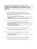 Biology AQA AS level
7401/1 Paper 1 24 CORRECTLY ANSWERED QUESTIONS LATEST UPDATE