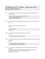 AS Biology (7401/1) Paper 1 Specimen 2014 Study Guide Rated A+