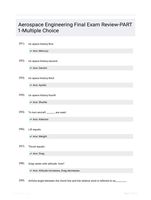 Aerospace Engineering Final Exam Review-PART 1-Multiple Choice